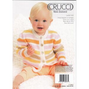 Crucci Knitting Pattern 1426, Baby Sweater or Cardigan, Rainbow Colours, 4 Ply Wool