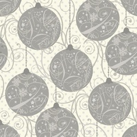 Sparkle Christmas Baubles SILVER 110cm Wide Cotton Fabric