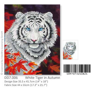 Diamond Dotz WHITE TIGER IN AUTUMN DD7.006, Multi Faceted Diamond Art Kit