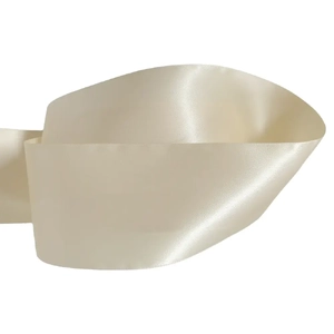 IVORY 100mm Woven Edge Satin Ribbon By The Metre
