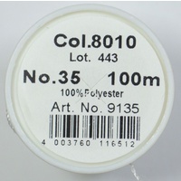 Madeira Aerofil No.35 Extra Strong Thread 100m Colour  8010, WHITE