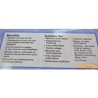 Madeira Avalon Wash Away Stabiliser (Solvy), 50cm x 100cm Transparent Stabiliser