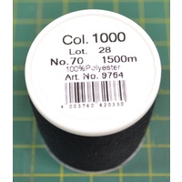 Madeira Bobbinfil 70, BLACK, 1500M Spool, 100% Polyester, Rheingold German Made