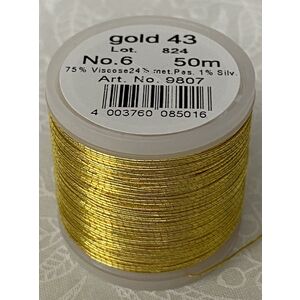 Madeira Metallic No.6, 50m Hand Embroidery Thread, Colour Gold 43 (9807.G43)