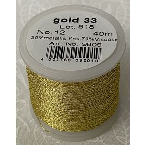 Madeira Metallic 12, #33 GOLD, Hand Embroidery Thread, 40m, 3ply Divisible