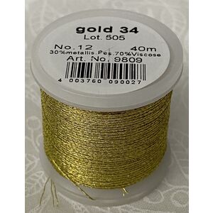 Madeira Metallic 12, Hand Embroidery Thread, 40m, 3ply Divisible, Colour GOLD 34