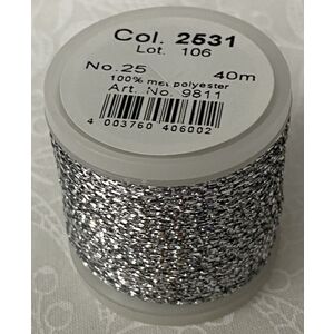 Madeira Metallic No.25 Hand Embroidery Thread, 40m colour 2531 SILVER (9811.2531)