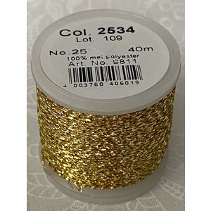 Madeira Metallic No.25 Hand Embroidery Thread, 40m colour 2534 GOLD (9811.2534)