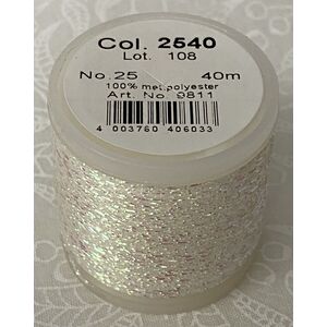 Madeira Metallic No.25 Hand Embroidery Thread, 40m colour 2540 WHITE CRYSTAL 9811.2540