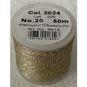 Madeira Metallic No.20 Hand Embroidery Thread, 50m Spool, Colour 2024, GOLD