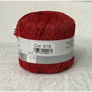 Madeira Metallised Nora Knitting & Crochet Yarn, 100m Colour 315 RUBY RED