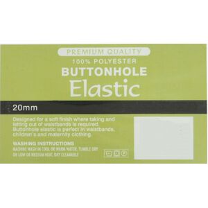 WHITE 20mm BUTTONHOLE Elastic, Per Metre, 100% Polyester, Premium Quality