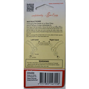 Sew Easy Pinking Blade, 45mm Rotary Cutter, Suits Most Major Brands