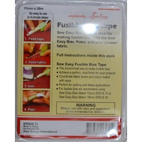 Sew Easy Fusible Bias Tape, 11mm x 20m, Instructions Included