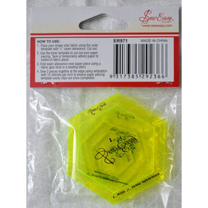 Sew Easy Hexagon Template Set, 1/2", 3/4", 1" Inner & Outer, 6 Piece Set