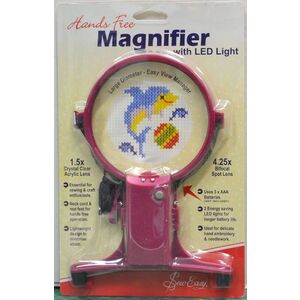 Sew Easy Hands Free 1.5x (4.25x Spot) Magnifier With LED Light, 105mm Lens, Assorted Colours
