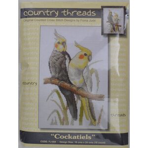 Country Threads Cockatiels Cross Stitch Kit, 16 x 24cm, 16ct Aida, #FJ-004