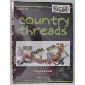 Country Threads Green Frogs Cross Stitch Kit, 20 x 44cm, 14ct Aida #FJ-1010