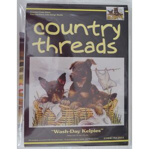 Country Threads Wash-Day Kelpies Cross Stitch Kit 26 x 34cm 14ct Aida #FJ-1031