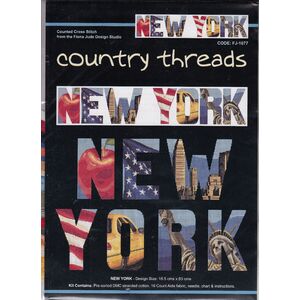 NEW YORK Country Threads Cross Stitch Kit, 16.5 x 83cm, FJ-1077