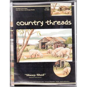 Country Threads SHEEP SHED Counted Cross Stitch Kit, 30 x 50cm, FJ-1083