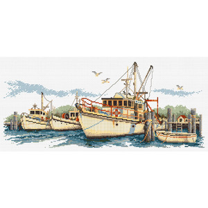 Fishing Trawlers & Pelicans Counted Cross Stitch Chart by Country Threads FJP-1005-15