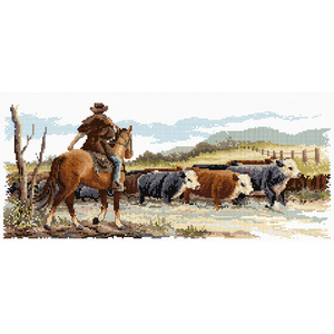 Australian Stockmen Cross Stitch Charts by Country Threads, Cattle Crossing & Stockman