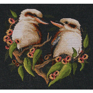 Australian Birds-2 Cross Stitch Chart by Country Threads (Kookaburra Gum Blossoms & Tawny Frogmouth)