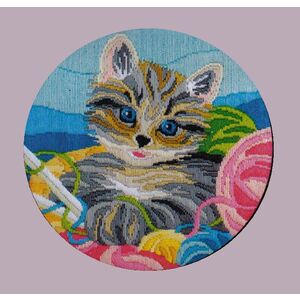 Country Threads KNITTIN' KITTEN Longstitch Kit FLS-5006 28cm Round