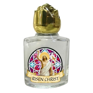 Holy Water Bottle, Risen Christ, 35 x 55mm Glass, Empty (no water)