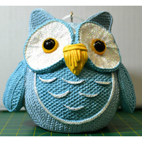 Owlet Blue Resin Ornament 9cm X 7cm X 7.5cm, Hang Or Sit, Cute
