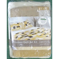 Sew Easy Illusions Quilt Set Kit, Queen Size Quilt, 2 Pillow Cases, Batting, IRONBARK Design