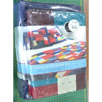 Sew Easy Illusions Queen Size Quilt Set Kit 2 Pillow Cases, Batting, POMEGRANITE