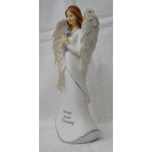 Christening Heartwarmer Angel, Resin Angel Statue, 150mm High, Gift Boxed