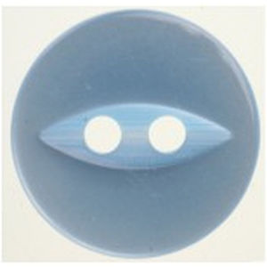 Hemline / Vizzy Buttons, Fish Eye 2 Hole 11mm, Pack of 13, SKY BLUE