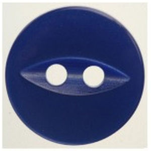 Hemline / Vizzy Buttons Fish Eye 2 Hole 14mm, Pack of 8, ROYAL BLUE