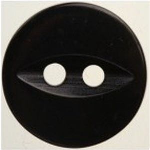 Hemline / Vizzy Buttons Fish Eye 2 Hole 16mm, Pack of 5, BLACK