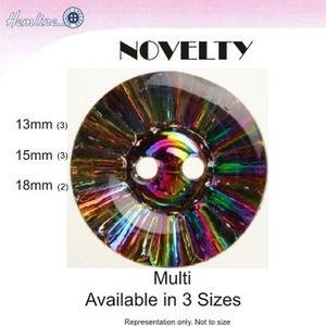 Hemline / Vizzy Precious Flat Buttons (3513), 2 Hole, 13mm, Pack of 3, CLEAR