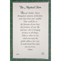The Mystical Rose Laminated Prayer Card, 110 x 70mm, Holy Card