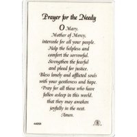 Prayer For The Needy Laminated Prayer Card, 110 x 70mm, Holy Card