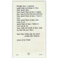 Sacred Heart Of Jesus Laminated Prayer Card, 110 x 70mm