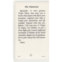 Ferruzzi, The Memorare Laminated Prayer Card, 110 x 65mm, Holy Card