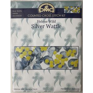 DMC SILVER WATTLE Cross Stitch Kit 35 x 13cm 16ct Aida, Helene Wild HW006