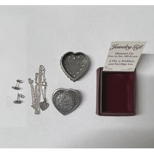 Diamond Cut Jewelry Gift 4 in 1 I Love You Earrings, Necklace, Pin & Box