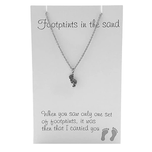 Heartfelt Jewellery, Footprints, Pewter Charm On Stainless Steel Chain JE16412