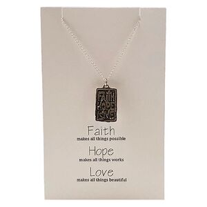 Heartfelt Jewellery, Faith Hope Love, Pewter Charm On Stainless Steel Chain