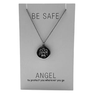 Heartfelt Jewellery, Be Safe Angel, Pewter Charm On Stainless Steel Chain JE18513