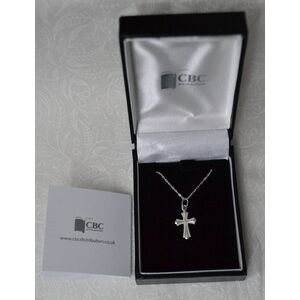 Sterling Silver Chain and Embossed Cross, Gift Boxed
