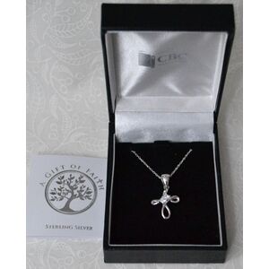 Sterling Silver Chain and Cross with Crystal Stone, Gift Boxed