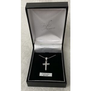 Sterling Silver Chain and Cross with Diamantes, Gift Boxed